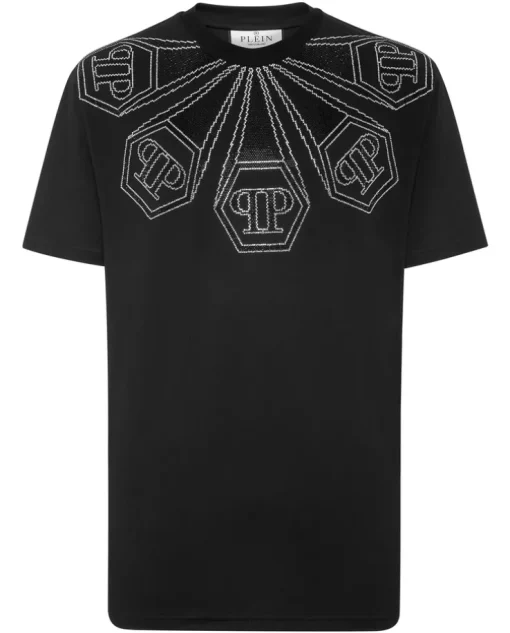 Czarny T-shirt z błyszczącą aplikacją