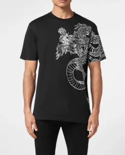 Czarny T-shirt z błyszczącą aplikacją