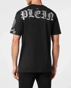 Czarny T-shirt z błyszczącą aplikacją