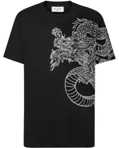 Czarny T-shirt z błyszczącą aplikacją