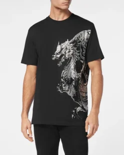 Czarny T-shirt z dużym printem