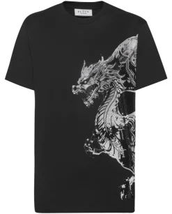 Czarny T-shirt z dużym printem