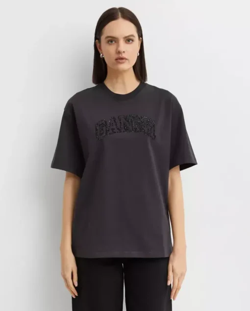 Czarny t-shirt z grubej bawełny z logo