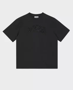 Czarny t-shirt z grubej bawełny z logo