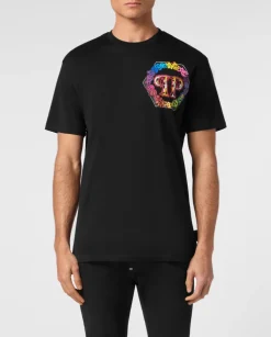 Czarny t-shirt z kolorowym logo