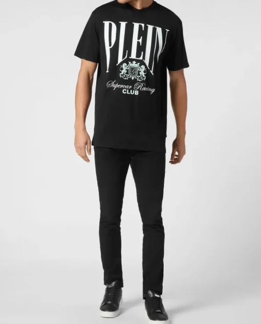 Czarny t-shirt z kontrastowym logo