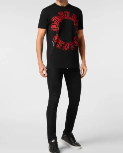 Czarny t-shirt z kontrastowym logo