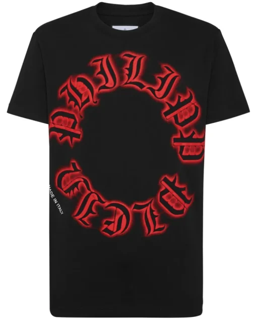 Czarny t-shirt z kontrastowym logo