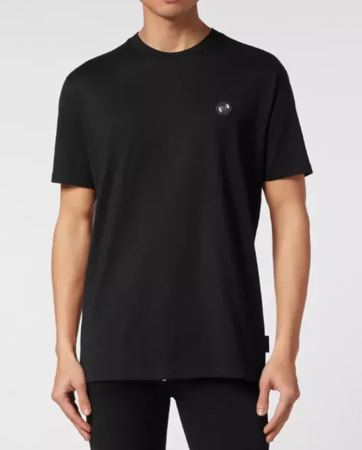 Czarny t-shirt z kryształami