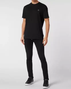 Czarny t-shirt z kryształami