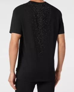 Czarny t-shirt z kryształami