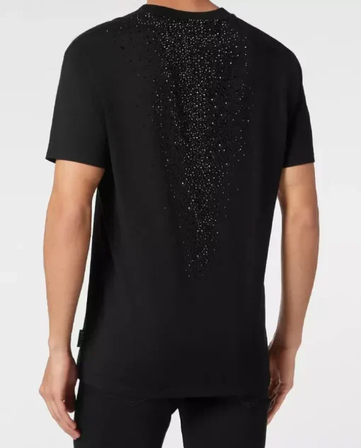 Czarny t-shirt z kryształami