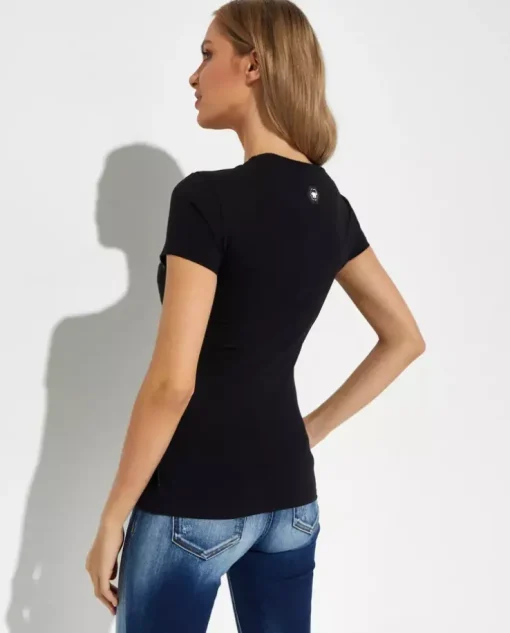 Czarny t-shirt z kryształową czaszką Sexy Pure Skull