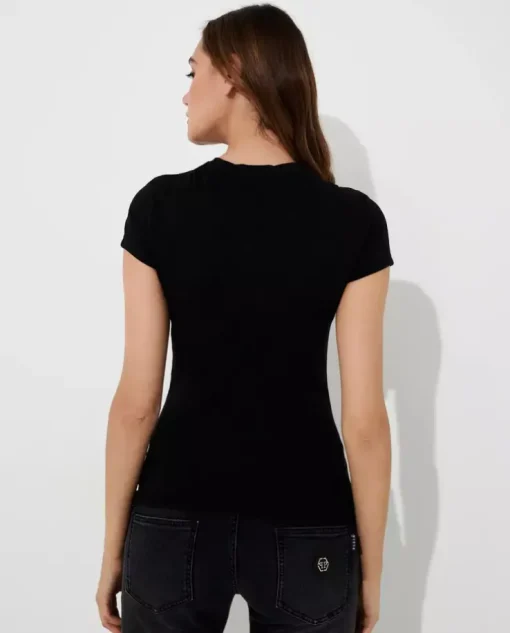 Czarny t-shirt z kryształowym logo Gothic