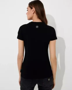Czarny t-shirt z kryształowym misiem Paisley
