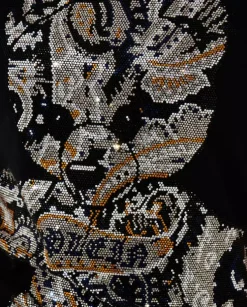 Czarny t-shirt z kryształowym misiem Paisley