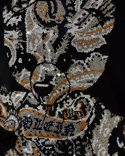 Czarny t-shirt z kryształowym misiem Paisley