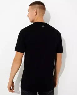 Czarny t-shirt z kryształowym logo Glass