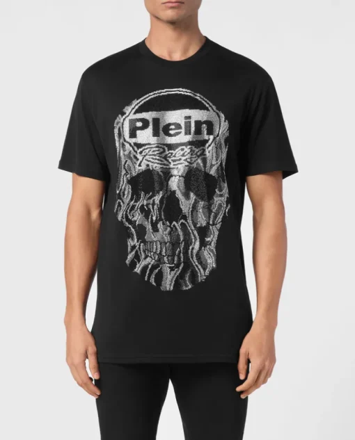Czarny t-shirt z kultową czaszką