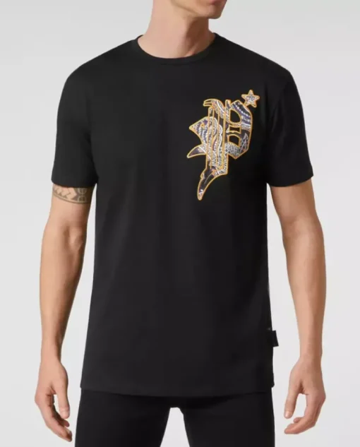 Czarny t-shirt z logo Paisley Gothic