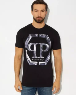 Czarny t-shirt z logo SS Glass
