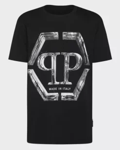 Czarny t-shirt z logo SS Glass