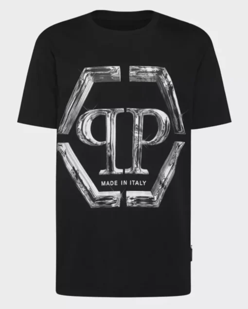 Czarny t-shirt z logo SS Glass