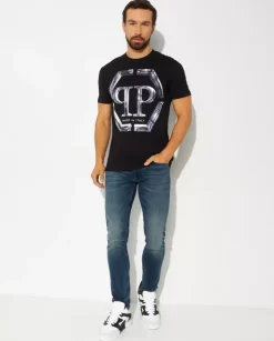 Czarny t-shirt z logo SS Glass