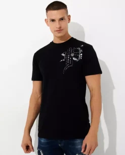 Czarny t-shirt z monogramem Paisley Gothic