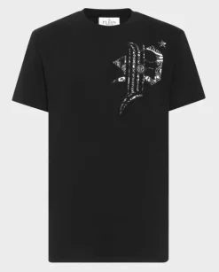 Czarny t-shirt z monogramem Paisley Gothic