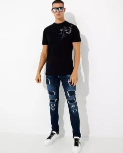Czarny t-shirt z monogramem Paisley Gothic