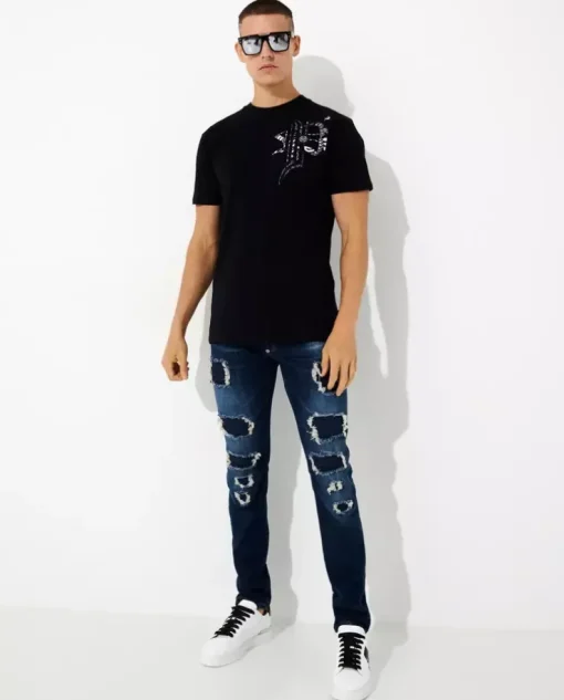 Czarny t-shirt z monogramem Paisley Gothic