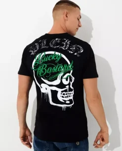 Czarny t-shirt z monogramem Paisley Gothic