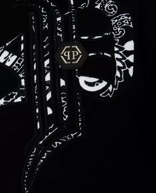Czarny t-shirt z monogramem Paisley Gothic