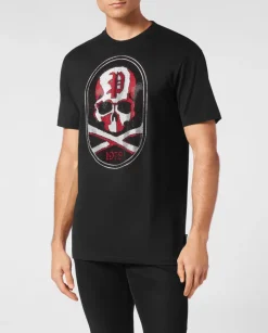 Czarny T-shirt z motywem czaszki