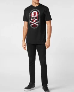 Czarny T-shirt z motywem czaszki