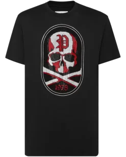 Czarny T-shirt z motywem czaszki