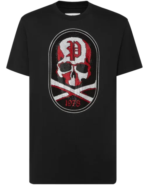 Czarny T-shirt z motywem czaszki