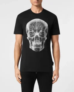 Czarny T-shirt z motywem czaszki