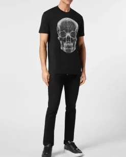 Czarny T-shirt z motywem czaszki