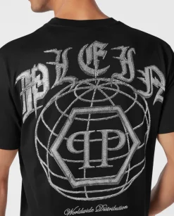 Czarny t-shirt z motywem Worldwide