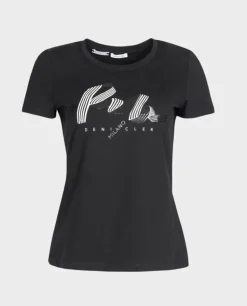 Czarny t-shirt z nadrukiem