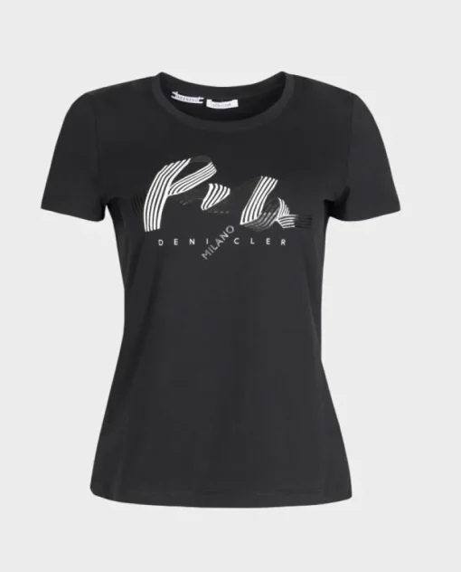 Czarny t-shirt z nadrukiem