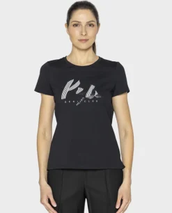 Czarny t-shirt z nadrukiem
