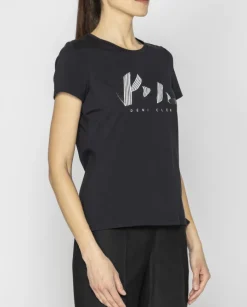 Czarny t-shirt z nadrukiem
