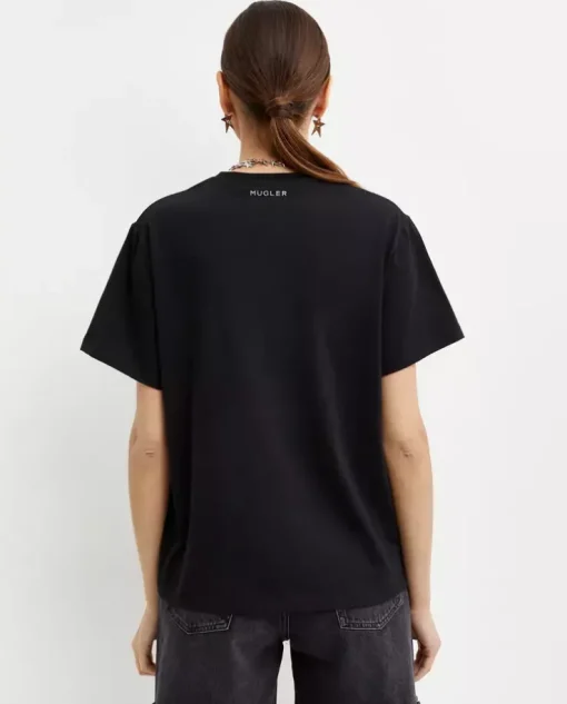 Czarny t-shirt z nadrukiem Orchid Anemone