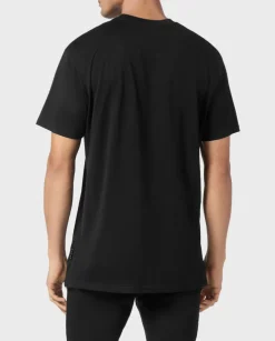 Czarny t-shirt z nadrukiem i okrągłym dekoltem