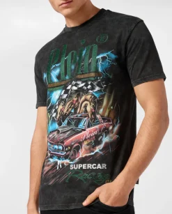 Czarny t-shirt z nadrukiem
