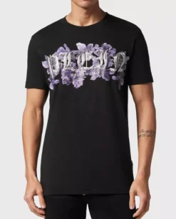 Czarny t-shirt z nadrukiem Flowers