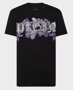 Czarny t-shirt z nadrukiem Flowers